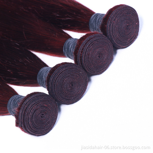 Straight 99J Wine Red Burgundy Weave Raw Mink Brazilian Bundles Cuticle Aligned Virgin Human Hair Extension